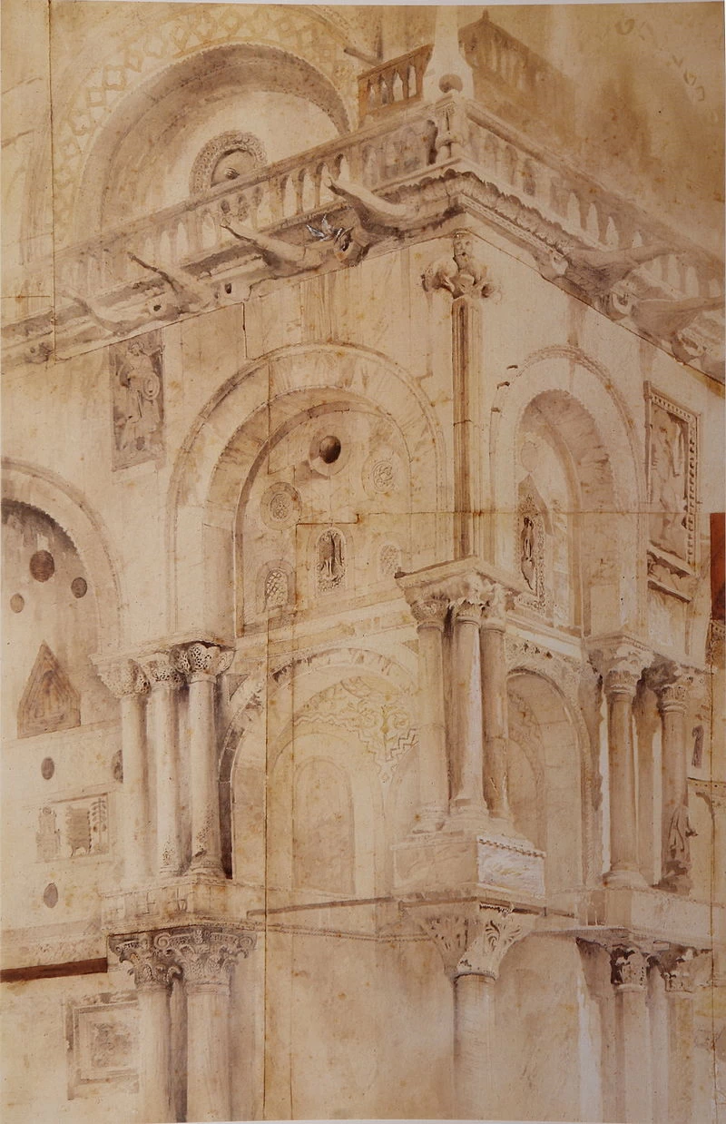 Angolo nord - ovest della facciata, San Marco, Venezia, ~ 1851